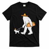 Bigfoot Sasquatch Taco Chihuahua Funny Cinco De Mayo Mexican T-Shirt - Black