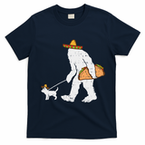 Bigfoot Sasquatch Taco Chihuahua Funny Cinco De Mayo Mexican T-Shirt - Navy Blue
