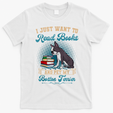 Boston Terrier American Gentleman Bibliophile Book Lover T-Shirt - White