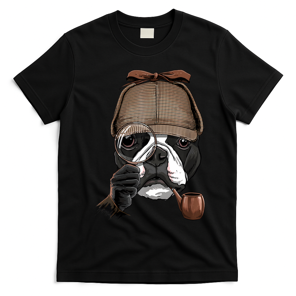 Boston Terrier Detective Boston Terrier Dog Lover T-Shirt - Black