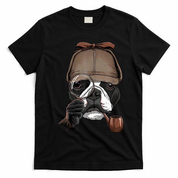 Boston Terrier Detective Boston Terrier Dog Lover T-Shirt - Black