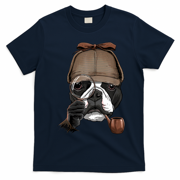 Boston Terrier Detective Boston Terrier Dog Lover T-Shirt - Navy Blue