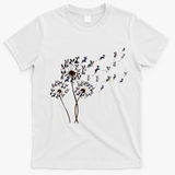 Boston Terrier Dandelion Flower Fly Dog Lovers Funny T-Shirt - White