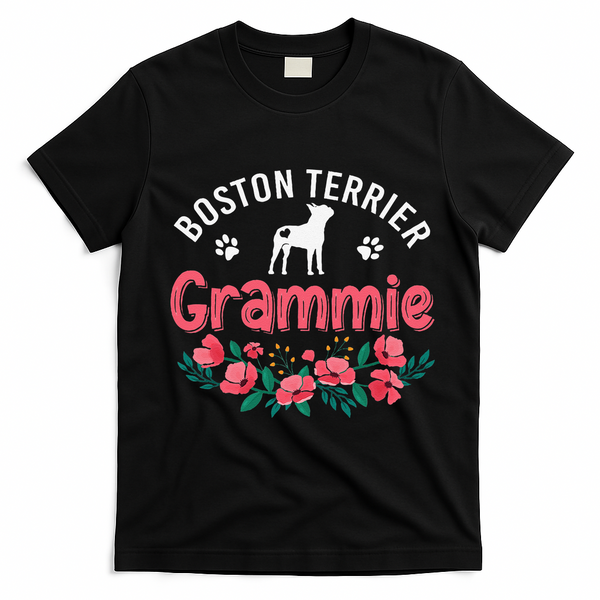 Boston Terrier Grammie Gifts Mom Funny Dog Lover Christmas T-Shirt - Black
