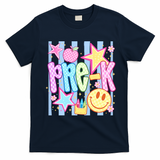 Back To School Colorful Pre K Checkered Teacher  T-Shirt - Navy Blue