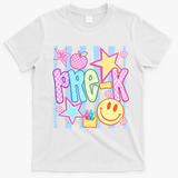 Back To School Colorful Pre K Checkered Teacher  T-Shirt - White