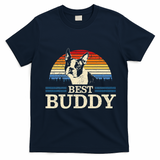 Boston Terrier Vintage Best Buddy Funny Dog Lover Gift T-Shirt - Navy Blue