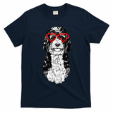 Bernedoodle Valentines Day Doodle Dog Mom Dog Lover T-Shirt - Navy Blue