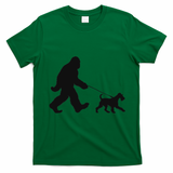 Bigfoot Walking A Dog Funny Irish Terrier Lovers Dog Dad T-Shirt - Irish Green