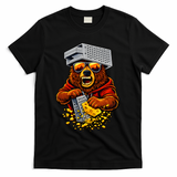 Bear With Cheese Grater Hat And Sunglasses T-Shirt - Black