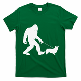 Bigfoot Walking Corgi Dog Funny Gift T-Shirt - Irish Green