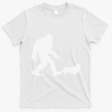 Bigfoot Walking Corgi Dog Funny Gift T-Shirt - White