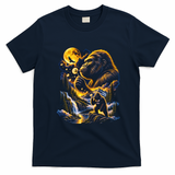 Blowing Wishes Funny Bigfoot Blowing Dandelion Gift T-Shirt - Navy Blue