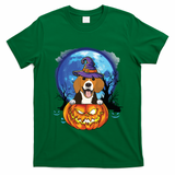 Beagle Witch Hat Pumpkin Scary Halloween Dog Lovers T-Shirt - Irish Green