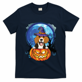 Beagle Witch Hat Pumpkin Scary Halloween Dog Lovers T-Shirt - Navy Blue