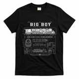 Big Boy 4000 Blueprint Steam Locomotive Train T-Shirt - Black