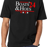 Boats And Hoes 2024 Black T-Shirt - White