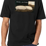 Brother May I Have Some Oats Pig Meme Black T-Shirt - White