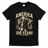 Celebrate 250 Years Of America George Washington Rocking Out T-Shirt - Black