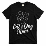 Cat And Dog Mom Dogs Cats Lover Mother Mommy Mama Mothers T-Shirt - Black
