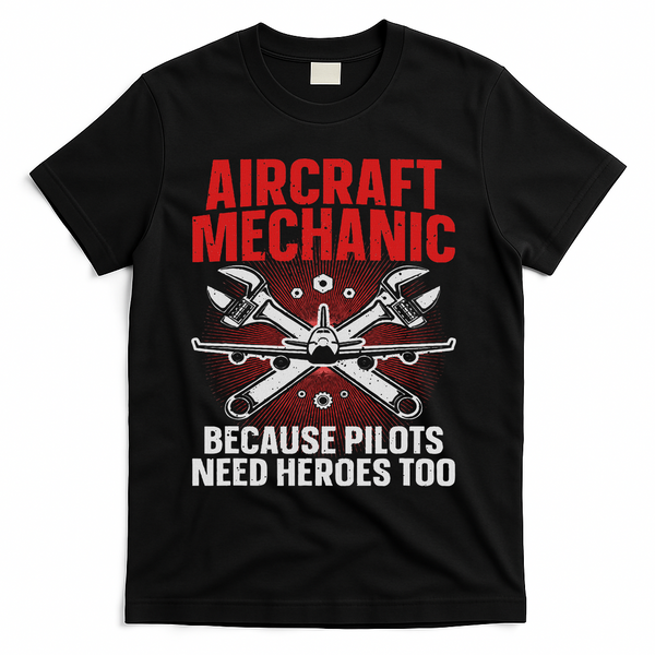 Cool Aircraft Mechanic Art For Women Aviation Mechanic T-Shirt - Black
