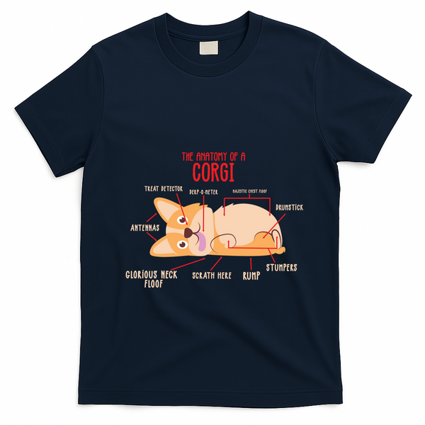 Corgi: Anatomy Of A Corgi Funny Dog Owner Gift T-Shirt - Navy Blue
