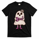 Cute Boo Creepy Scary Skull Skeleton T-Shirt - Black