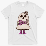 Cute Boo Creepy Scary Skull Skeleton T-Shirt - White