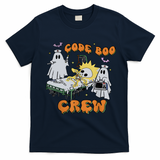 Code Boo Crew Funny Ghost Nurse Halloween T-Shirt - Navy Blue