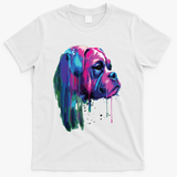 Colorful Boxer Dog Art Watercolor T-Shirt - White
