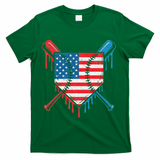 Cool Baseball Home Plate Drip Patriotic 4th Of July T-Shirt - Green