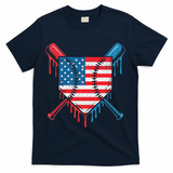 Cool Baseball Home Plate Drip Patriotic 4th Of July T-Shirt - Navy