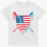 Cool Baseball Home Plate Drip Patriotic 4th Of July T-Shirt - White