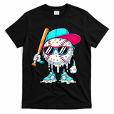 Cool Baseball Life Style Ice Cream Melting Drip Graphic T-Shirt - Black