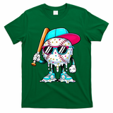 Cool Baseball Life Style Ice Cream Melting Drip Graphic T-Shirt - Green