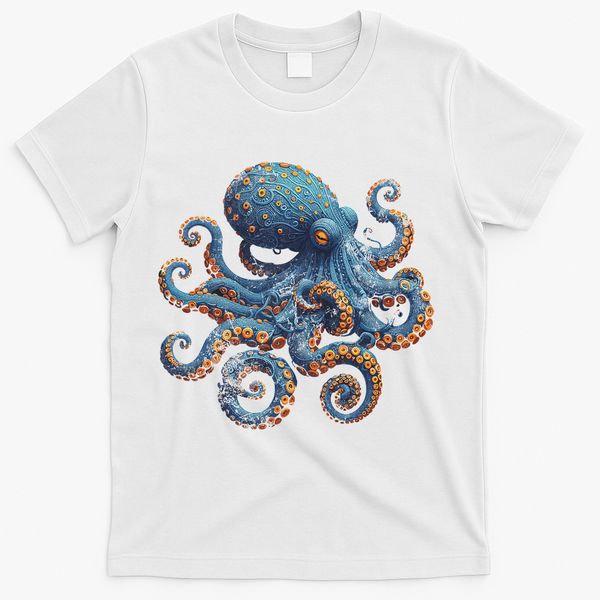 Cool Blue Octopus Women T-Shirt - White