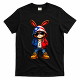 Cool Bunny Puerto Rican Flag Vibes Boricua  T-Shirt - Black