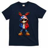Cool Bunny Puerto Rican Flag Vibes Boricua  T-Shirt - Navy