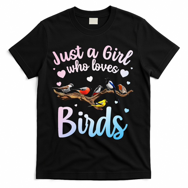 Cool Bird Watcher Art For Women Birding Nerd Birder T-Shirt - Black