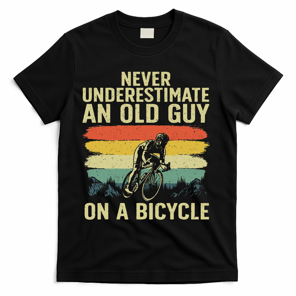Cool Cycling Art For Grandpa Bicycle Riding Cycle Racing T-Shirt - Black