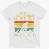 Cool Cycling Art For Grandpa Bicycle Riding Cycle Racing T-Shirt - White