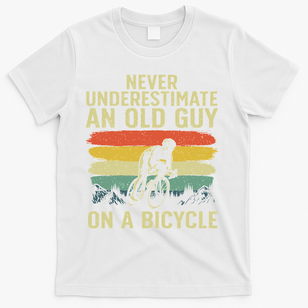 Cool Cycling Art For Grandpa Bicycle Riding Cycle Racing T-Shirt - White