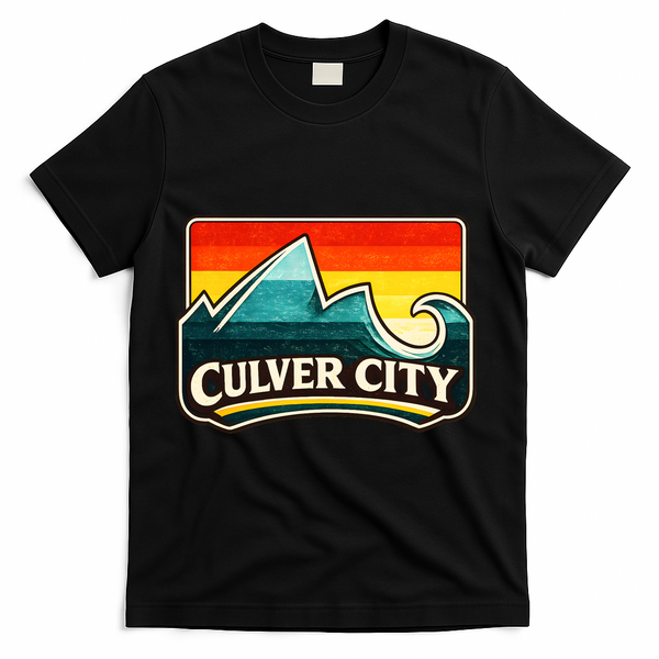 Culver City California Wave Retro T-Shirt - Black