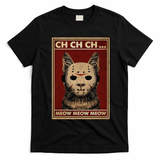 Ch Ch Ch Meow Meow Scary Halloween Cat Horror Slasher Movie T-Shirt - Black