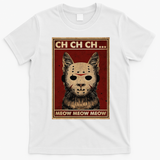 Ch Ch Ch Meow Meow Scary Halloween Cat Horror Slasher Movie T-Shirt - White