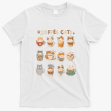 Coffee Cats Cute Cat Inspired Funny T-Shirt - White