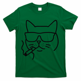 Cool Carthusian Cat With Cigarette And Sunglasses T-Shirt - Green
