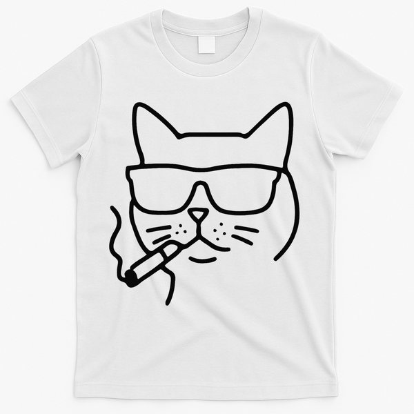 Cool Carthusian Cat With Cigarette And Sunglasses T-Shirt - White