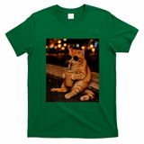 Cool Cat Drinking Iced Coffee with Sunglasses T-Shirt - Irish Green