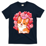 Cute Corgi Dog Valentines Day Love Heart Gift T-Shirt - Navy Blue